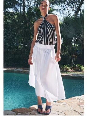ZARA ZW COLLECTION POPLIN MIDI SKIRT